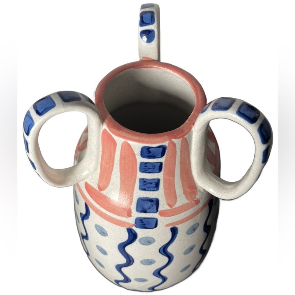 Kersten Fine Earthware Artisan Crafted Retro Designed Ceramic Vase w/Handles - Picture 2 of 13